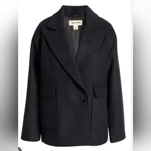 Open Edit Relaxed Coat in Navy - oversized fit